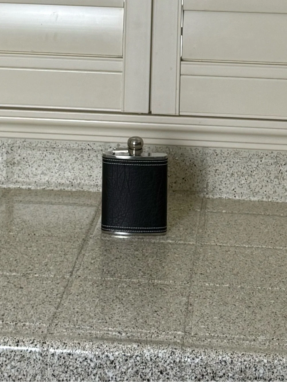 Black Stainless Steel Flask With Leather Wrap